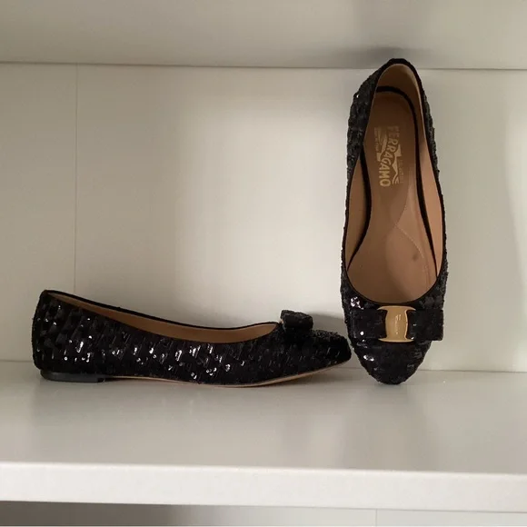 Salvatore Ferragamo ‘Varina’ Sequin Flats, Size 8 - Picture 3 of 11